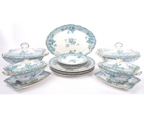 F &amp; Sons - Chatsworth Burslem - An early 20th century pottery ceramic dinner service set. Complete with lidded tureens, s