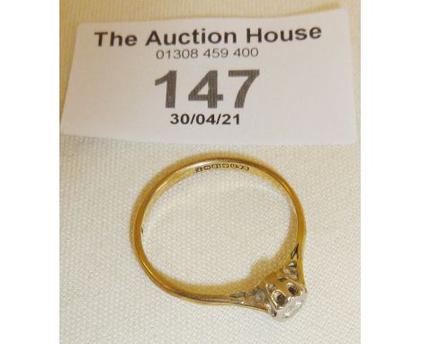 18ct gold diamond solitaire ring - approx UK size Q-R, approx 2g