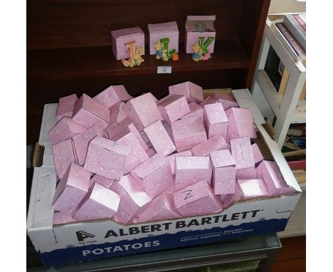 Very large quantity of boxed resin "Alphabet" teddy bear figures