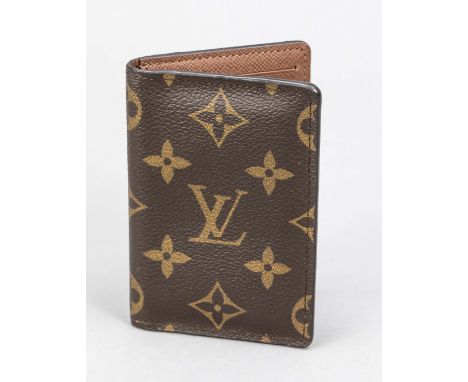 Louis Vuitton, Vintage Monogram Canvas Kartenetui, gummiertes Baumwollgewebe im klassischen Logoprint-Design, Innenleben aus 