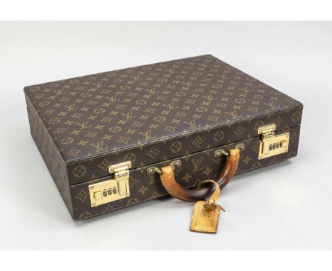 Louis Vuitton, Vintage Monogram Canvas Aktenkoffer, gummiertes Baumwollgewebe im klassischen Logoprint-Design mit Details aus