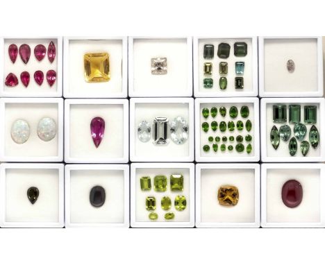 Top Edelstein-Konvolut, bestehend aus, Rubellit-Konvolut, zus. 10,72 ct, Citrin 19,17 ct, Zirkon 6,26 ct, Turmalin-Konvolut, 