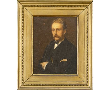 Jacob Taanman (1836-1923), niederländischer Genre- und Landschaftsmaler. Portrait eines Mannes mit Schnauzer und überkreuzten