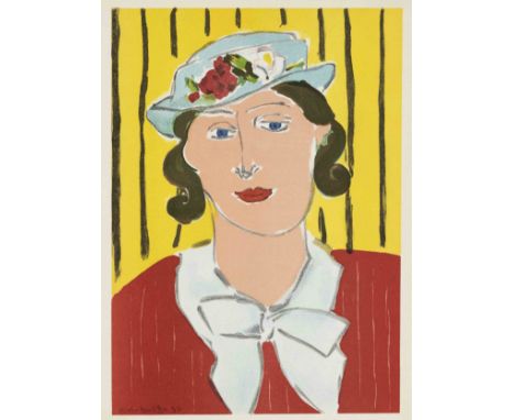 Henri Matisse (1869-1954), Portrait (Frau mit Hut), Farblithographie aus Verve 5/6, u. re. im Stein sign. u. dat. 1935, gedru
