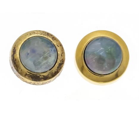 Opal-Ohrstecker GG 585/000 mit 2 runden Opal-Tripletten 5 mm, D. 8 mm, 1,2 g