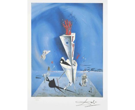 Salvador Dalí (1904-1989), nach, ''Apparatus and hand'', Giclee-Print auf Bütten nach dem frühen Gemälde von 1927, u. re. im 