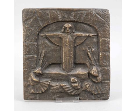 Fritz Viegener (1888-1976), Relief Erscheinung Christi, patinierte Bronze, verso sign., 20 cm x 21,5 cm