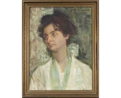 N. Feschin, russischer Maler um 1900, Portrait einer Dame, Öl auf Lwd., o. re. kyrill. sign., 51 x 39 cm, ger. 60 x 46 cm