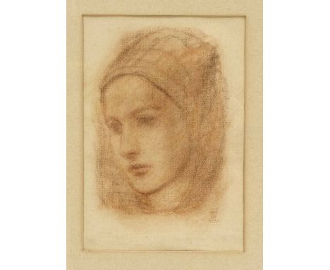 Wilhelm Petersen (1900-1987), Kopf, Rötelzeichnung auf Bütten, u. r. handsign., 28,5 x 20 cm, hinter Glas u. Pp. ger. 52 x 42
