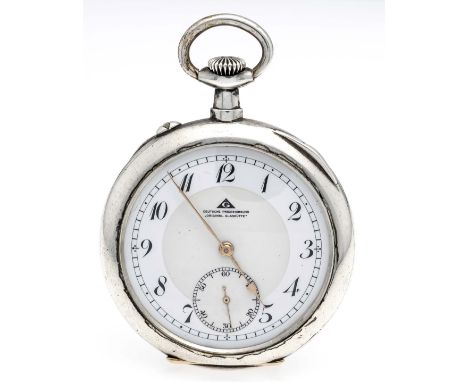 Glashütte Herrentaschenuhr, Deutsche Präzisions Uhrenfabrik, 900/000 Silber, vergoldetes werk mit gebläuten Schrauben, Unruhe