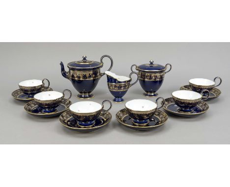 Tee-Service für 6 Personen, 15-tlg., Sevres, rote Stempelmarke  ''Doré à Sèvres, Manufacture Nationale'' ab 1949, Marke nach 