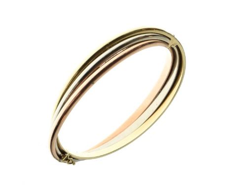 9ct three colour gold snap bangle, 18.5g approx   Condition: 