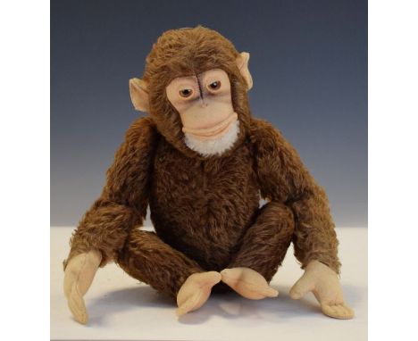 Vintage brown mohair and felt monkey soft toy   Condition: 