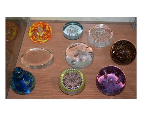 Collection of nine various paperweights including; Mdina and Caithness   Condition: 