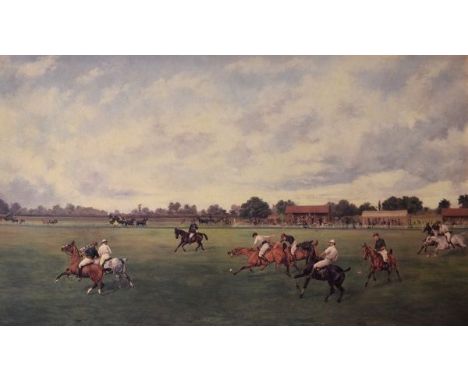 Reproduction polo print on canvas after H.F. Lucas Lucas, 49cm x 90cm, in gilt frame   Condition: 