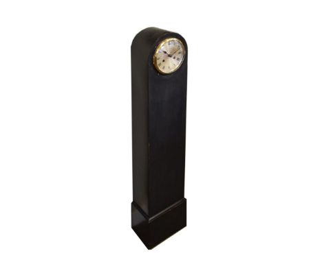 Early 20th Century ebonised granddaughter clock having a 5.5" silvered Roman dial, the two train spring driven movement stamp
