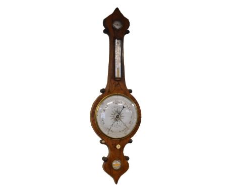 19th Century rosewood wheel barometer by D.Fagioli & Son of Clerkenwell, having a silvered dial, scale, level and hygrometer 