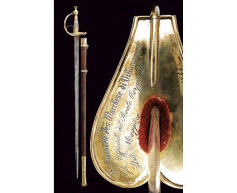 dating: 1844 provenance: Sardinian Kingdom, Beautiful, mod. 1833, Albertina sword by Emanuele Pes di Villamarina. Straight, d
