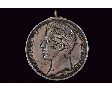dating: 1829 provenance: France, Made of silver. On the obverse, bust (left), on the borders 'CAROLVS X /REX FRANCIAE'. On th