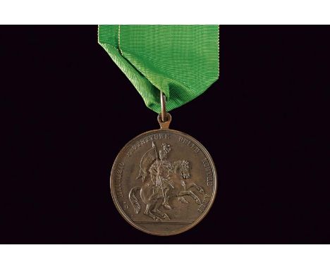 dating: First half of the 20th Century provenance: Kingdom of Italy, Made of bronze. On the obverse, mounted St. Maurice with