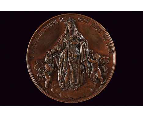 dating: 1850 provenance: Kingdom of the Two Sicilies, Made of bronze. On the obverse, representation of the Virgin Mary stand