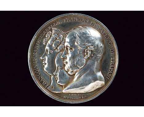 dating: 1829 provenance: Kingdom of the Two Sicilies, Made of silver. On the obverse busts (left) of the royals of Naples, on
