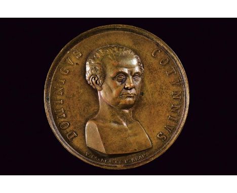 dating: 1824 provenance: Kingdom of the Two Sicilies, In bronze. On the obverse, herm at 3/4 (right) with the doctor's portra