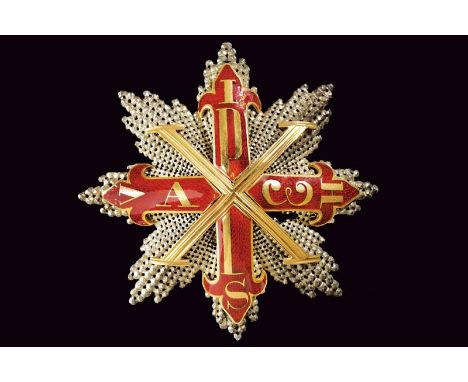 dating: 1820-30 provenance: Duchy of Parma, Plaque of the Grand Cross made of diamond-like pierced silver. The center made of