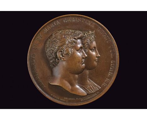 dating: 1832 provenance: Kingdom of the Two Sicilies, Made of bronze. On the obverse, busts (right), on the border 'FERDINAND