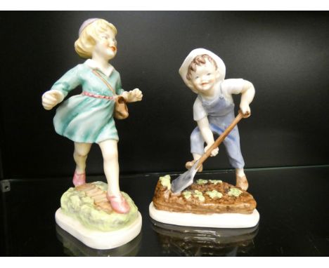 Royal Worcester Saturdays child together with Thursdays child 