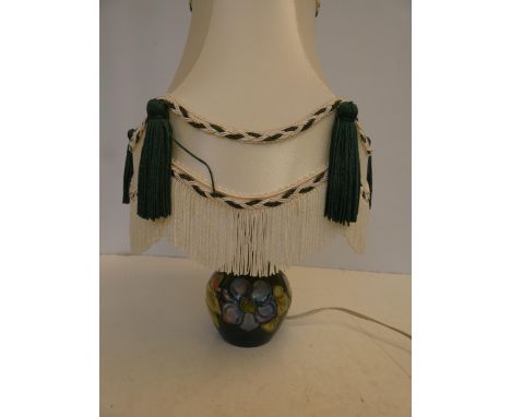 Small Moorcroft bedside table lamp with original shade Height 33 cm including shade 