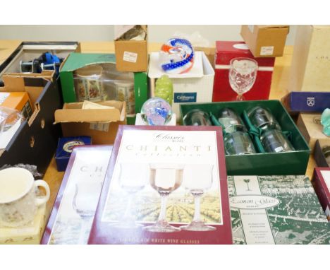 Large collection of glassware to include two boxed Caithness paperweights 