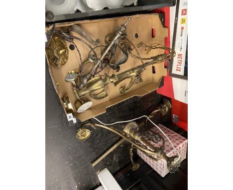 Two brass hanging light fittings, 1 a.f