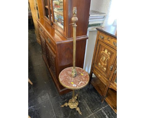 A Victorian brass and marble standard lamp