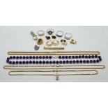 1 Konv. Schmuck GG/WG je 14ct. z.T. mit Brillanten bis zu ca. 0,25ct., Amethysten, Smaragden, u.a. s