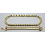 1 Collier, 1 Armband je GG 14ct., z.T. wohl mit Onyx, Gesamtlänge Armband ca. 19,5cm, Tsp.