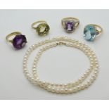 1 Damenring GG 14ct. lt. Garantieschein: mit 60 Brillanten si wesselton zus. 0,48ct., zentral 1 Amet