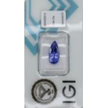 1 loser Stein lt gemmologischem Institut 2024: Tanzanite 3,54ct. natural inclusion(s), Tropfenschlif