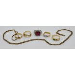 1 Damenring GG/WG 18ct. mit Solitärbrillant ca. 0,4ct., ca. D 5mm, wohl gute Qualität und 6 kleine B