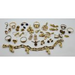 1 Paar Ohrstecker Rückstecker gest. GG 18ct. wohl mit je 1 Saphir je wohl 0,1ct., 1 Konv. Schmuck GG