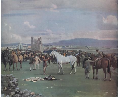 After Sir Alfred munnings print "Kilkenny Horse fair" from an edition of 600 copies by Adam collection ltd. 51.5cm x 60cm (ex