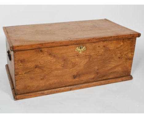 An Elm trunk, with twin handles and vacant interior, 42cm high x 101cm wide x 52cm deep