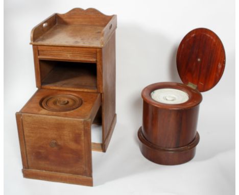 A late 19th century mahogany Commode, concealed within a large sliding drawer, beneath a tambor shutter, 83.5cm high; togethe