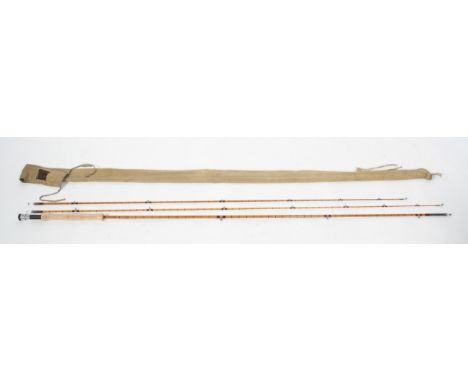 A Hardy Bros (Alnwick) vintage Palakona 'Viscount Grey', three piece split cane fly rod, with bamboo cane, the bamboo handled