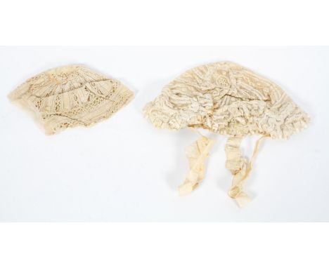 A Victorian silk and lace Christening cap, and another smaller (2)Provenance : A note accompanying this lot states it was wor