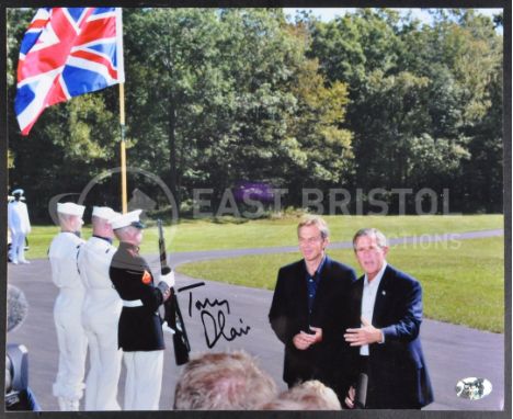 Estate of Dave Prowse - Tony Blair (Prime Minister) - autographed 8x10" colour photograph showing Blair alongside President G