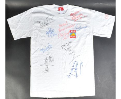 Estate of Dave Prowse - Chris Tarrant's Breakfast Show - a signed shirt from the Breakfast Show, autographed by several broad