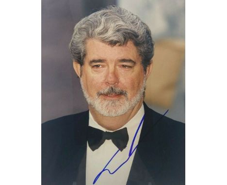 Star Wars - George Lucas (Creator &amp; Director) - scarce autographed 8x10" photograph. Signed neatly in blue ink to a light