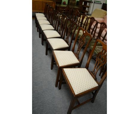 A pair of Georgian Chippendale style mahogany chairs and a set of six Chippendale style mahogany chairs (8)  