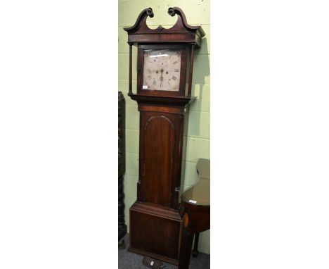A mahogany eight day longcase clock signed J Lawrence, Lancaster (one weight missing) 